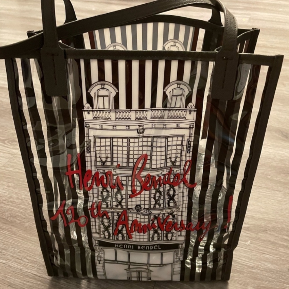 ➡ Henri Bendel Limited Edition 120th Anniversary Clear Striped Tote Bag NEW